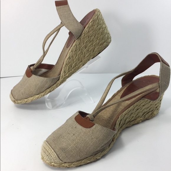 Ralph Lauren Cala Sz 10B Canvas Platform Wedges - Picture 1 of 8